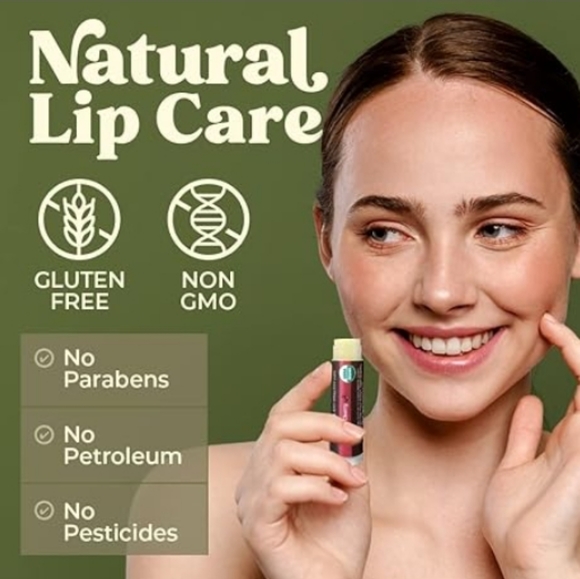 New 4 Pack Organic Best Lip Balm Repair Chapstick for Dry Cracked Lips Cherry - Picture 4 of 7